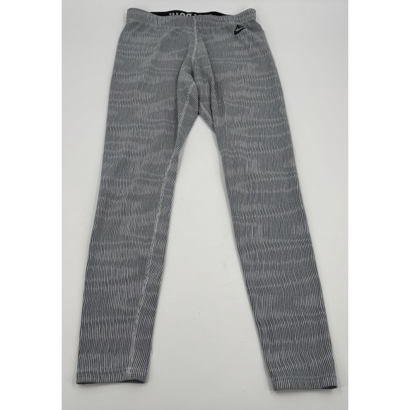 Nike Pro Womens Size Medium Stripped Leggings 726096-010 - Picture 1 of 9